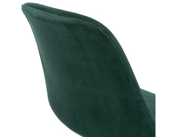 Chaise vintage RICKY en velours vert et pieds en bois noir