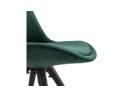 Chaise vintage RICKY en velours vert et pieds en bois noir