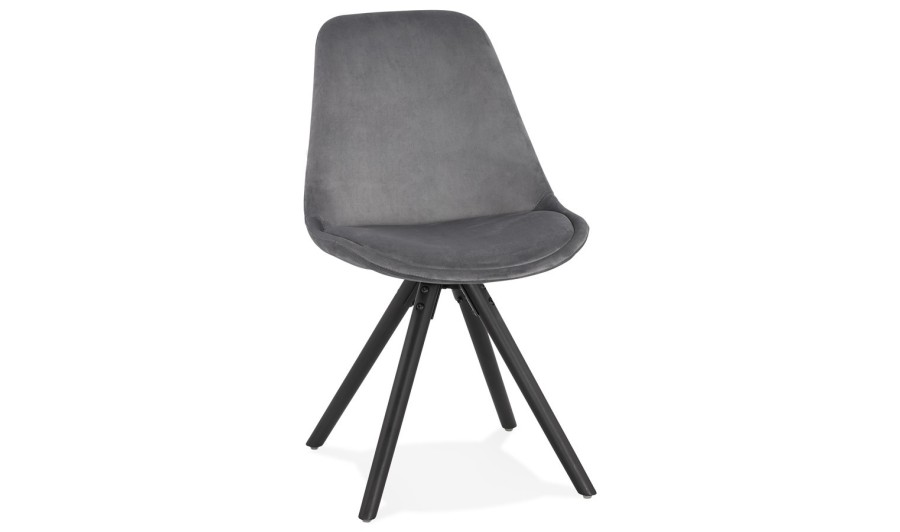 CH03030GRBL 5420072083506 Chaise vintage RICKY en velours gris et pieds en bois noir CH03030GRBL 5420072083506 Chaise vintage RICKY en velours gris et pieds en bois noir