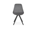 Chaise vintage RICKY en velours gris et pieds en bois noir