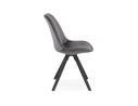 Chaise vintage RICKY en velours gris et pieds en bois noir
