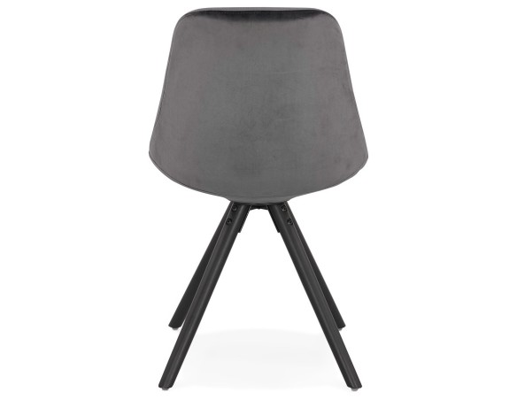 Chaise vintage RICKY en velours gris et pieds en bois noir