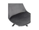 Chaise vintage RICKY en velours gris et pieds en bois noir