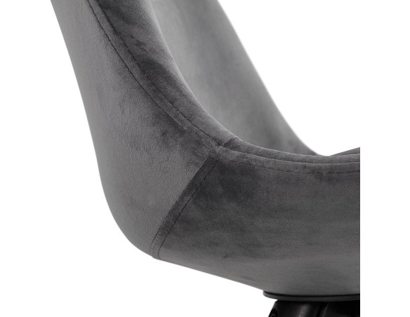 Chaise vintage RICKY en velours gris et pieds en bois noir