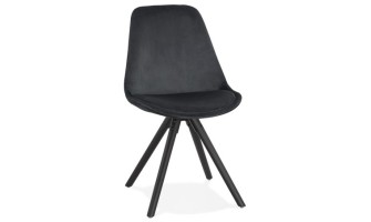 CH03040BLBL 5420072083520 Chaise vintage RICKY en velours noir et pieds en bois noir