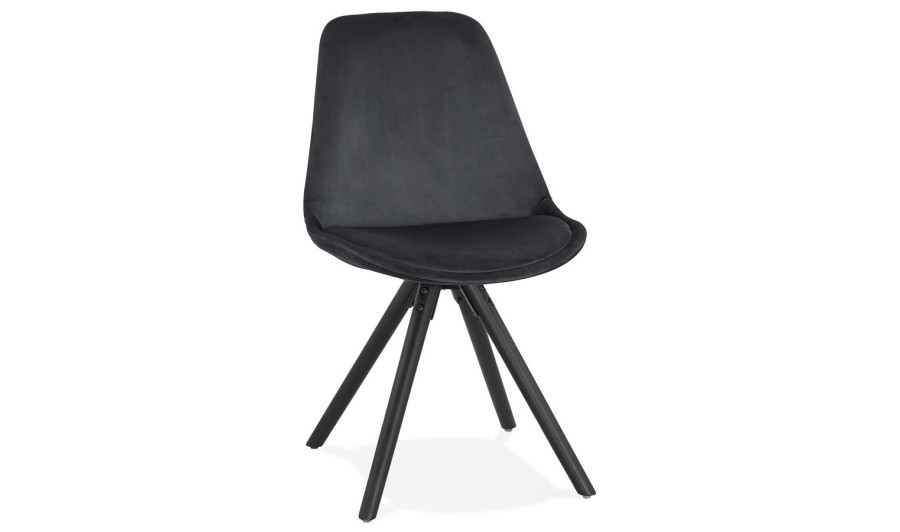 CH03040BLBL 5420072083520 Chaise vintage RICKY en velours noir et pieds en bois noir CH03040BLBL 5420072083520 Chaise vintage RICKY en velours noir et pieds en bois noir