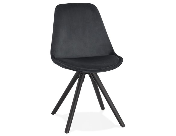 CH03040BLBL 5420072083520 Chaise vintage RICKY en velours noir et pieds en bois noir