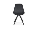 Chaise vintage RICKY en velours noir et pieds en bois noir