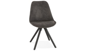 CH03280DGBL 5420072089720 Chaise confortable HARRY en microfibre grise et pieds en bois noir