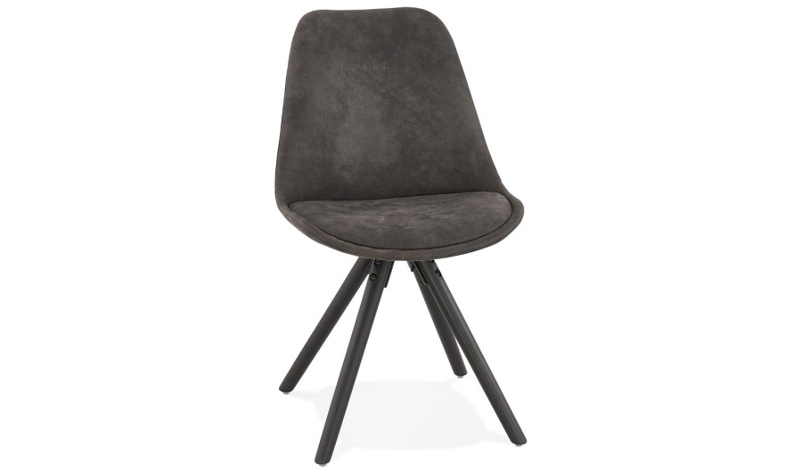 CH03280DGBL 5420072089720 Chaise confortable HARRY en microfibre grise et pieds en bois noir CH03280DGBL 5420072089720 Chaise confortable HARRY en microfibre grise et pieds en bois noir