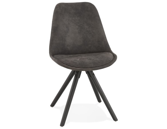 CH03280DGBL 5420072089720 Chaise confortable HARRY en microfibre grise et pieds en bois noir