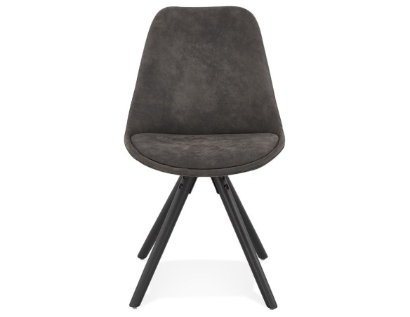 Chaise confortable HARRY en microfibre grise et pieds en bois noir