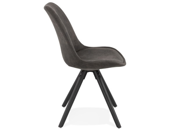 Chaise confortable HARRY en microfibre grise et pieds en bois noir