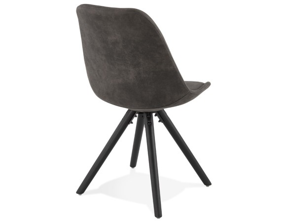 Chaise confortable HARRY en microfibre grise et pieds en bois noir
