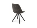 Chaise confortable HARRY en microfibre grise et pieds en bois noir