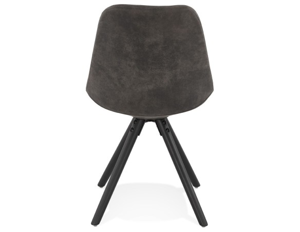 Chaise confortable HARRY en microfibre grise et pieds en bois noir