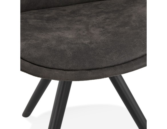 Chaise confortable HARRY en microfibre grise et pieds en bois noir