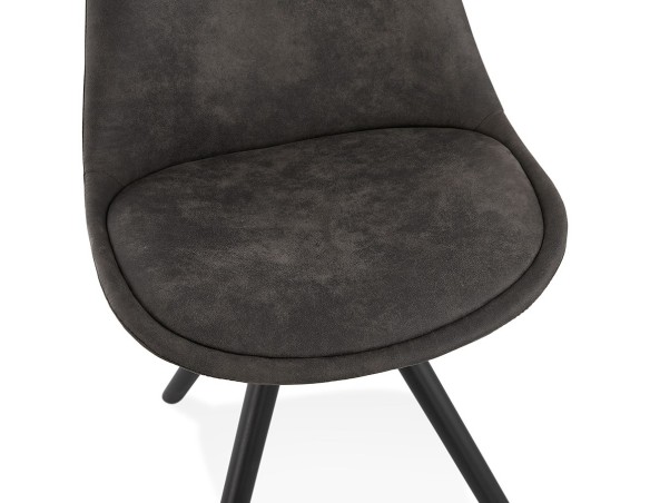 Chaise confortable HARRY en microfibre grise et pieds en bois noir