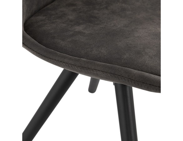 Chaise confortable HARRY en microfibre grise et pieds en bois noir