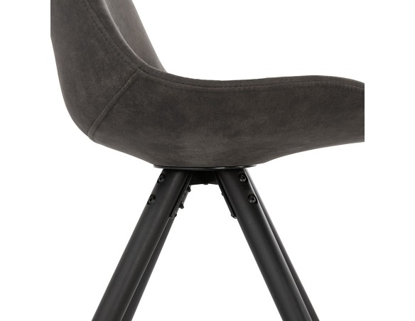 Chaise confortable HARRY en microfibre grise et pieds en bois noir