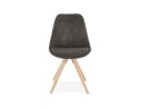 Chaise confortable HARRY en microfibre grise et pieds en bois finition naturelle