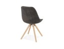 Chaise confortable HARRY en microfibre grise et pieds en bois finition naturelle