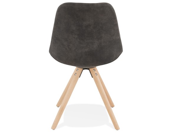 Chaise confortable HARRY en microfibre grise et pieds en bois finition naturelle