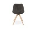 Chaise confortable HARRY en microfibre grise et pieds en bois finition naturelle