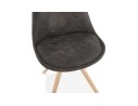 Chaise confortable HARRY en microfibre grise et pieds en bois finition naturelle