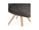 Chaise confortable HARRY en microfibre grise et pieds en bois finition naturelle