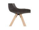 Chaise confortable HARRY en microfibre grise et pieds en bois finition naturelle