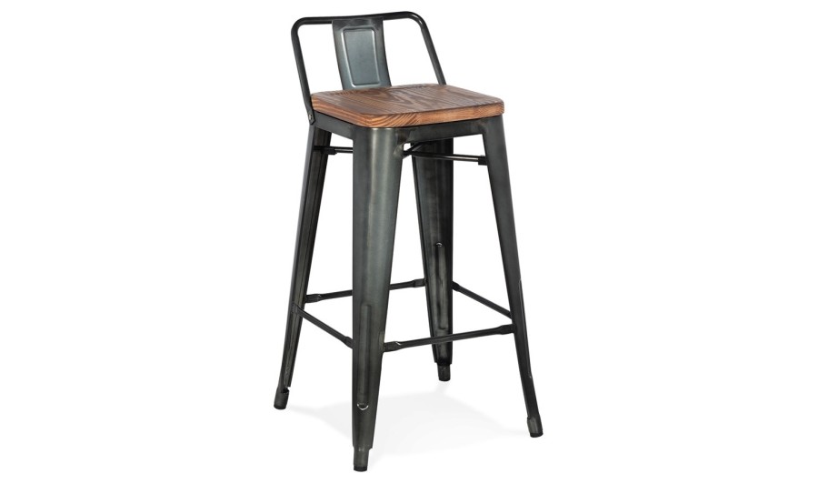 BS04170BR 5420072099781 Tabouret snack mi-hauteur MECANO MINI en métal gris foncé style industriel