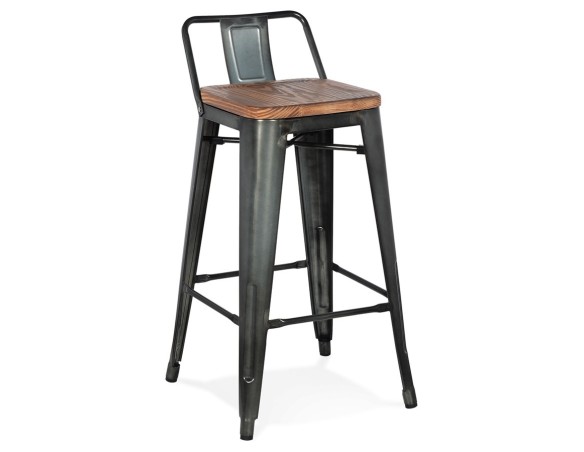 BS04170BR 5420072099781 Tabouret snack mi-hauteur MECANO MINI en métal gris foncé style industriel