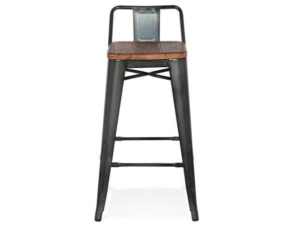 Tabouret snack mi-hauteur MECANO MINI en métal gris foncé style industriel