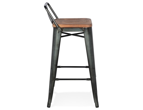 Tabouret snack mi-hauteur MECANO MINI en métal gris foncé style industriel