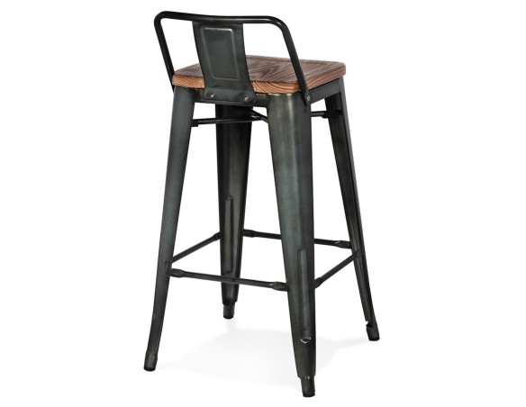 Tabouret snack mi-hauteur MECANO MINI en métal gris foncé style industriel