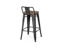 Tabouret snack mi-hauteur MECANO MINI en métal gris foncé style industriel