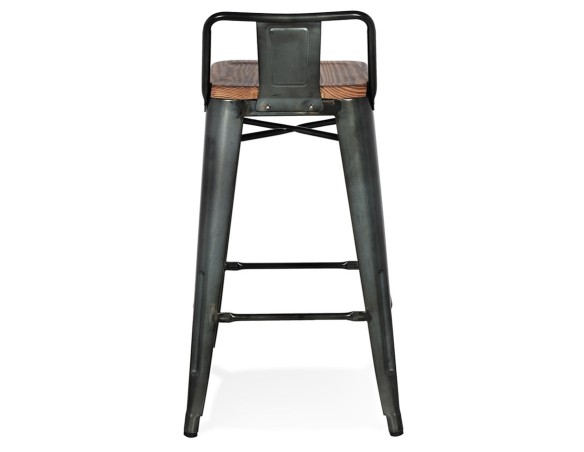 Tabouret snack mi-hauteur MECANO MINI en métal gris foncé style industriel