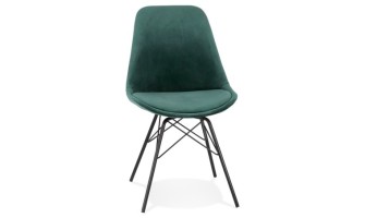 CH03880GEBL 5404028302088 Chaise design ZAZY en velours vert et pieds en métal noir