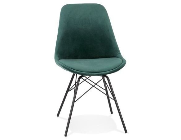 CH03880GEBL 5404028302088 Chaise design ZAZY en velours vert et pieds en métal noir