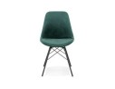 Chaise design ZAZY en velours vert et pieds en métal noir