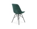 Chaise design ZAZY en velours vert et pieds en métal noir