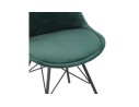 Chaise design ZAZY en velours vert et pieds en métal noir