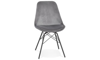 CH03890GRBL 5404028302101 Chaise design ZAZY en velours gris et pieds en métal noir
