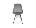 Chaise design ZAZY en velours gris et pieds en métal noir