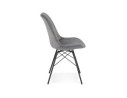 Chaise design ZAZY en velours gris et pieds en métal noir