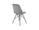 Chaise design ZAZY en velours gris et pieds en métal noir