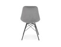 Chaise design ZAZY en velours gris et pieds en métal noir