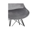 Chaise design ZAZY en velours gris et pieds en métal noir