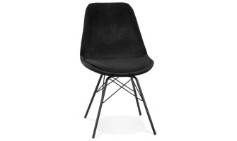 CH03900BLBL 5404028302125 Chaise design ZAZY en velours noir et pieds en métal noir